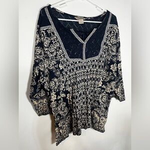 Lucky brand lace floral quarter sleeve blouse size 3X